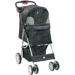 KCT - Hooded Foldable Pet Stroller - Black - Black