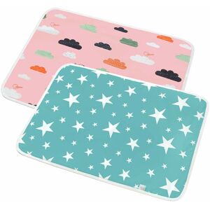 Langray - 2-Piece Washable Baby & Toddler Changing Mat - Breathable, Washable & Reusable Urine Mat Cover for Toddler Boys Girls - 50 70cm