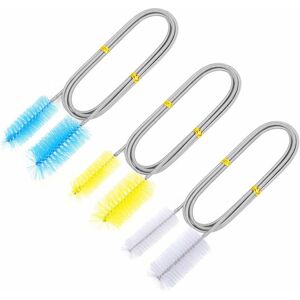 LANGRAY 3-Piece Aquarium Cleaning Brush Air Tube, Double Ended Hose Brush Stainless Steel 155cm Air Filter Tube, Flexible Hose Cleaning Brush for Aquarium