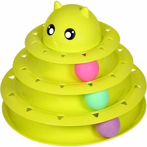 LANGRAY Cat Toy Roller Cat Toys 3 Level Towers Tracks Roller with Six Colorful Ball Interactive Kitten Fun Mental Physical Exercise Puzzle Toys green