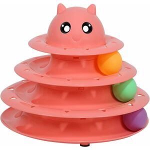 Langray - Cat Toy Roller Cat Toys 3 Level Towers Tracks Roller with Six Colorful Ball Interactive Kitten Fun Mental Physical Exercise Puzzle Toys Pink