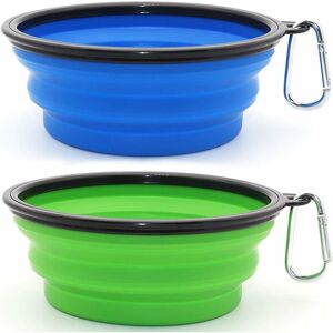 LangRay Collapsible Dog Bowl, 2 Pack Collapsible Dog Water Bowls for Cats Dogs, Portable Pet Feeding Watering Dish for Walking Parking Traveling with