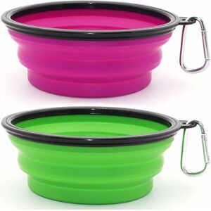 LangRay Collapsible Dog Bowl, 2 Pack Collapsible Dog Water Bowls for Cats Dogs, Portable Pet Feeding Watering Dish for Walking Parking Traveling with