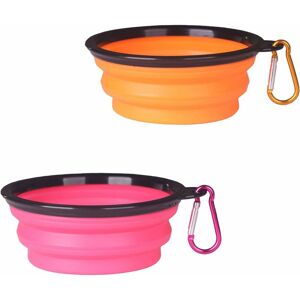 Langray - Collapsible Dog Bowl, 2 Pack Collapsible Dog Water Bowls for Cats Dogs, Portable Pet Feeding Watering Dish for Walking Parking Traveling