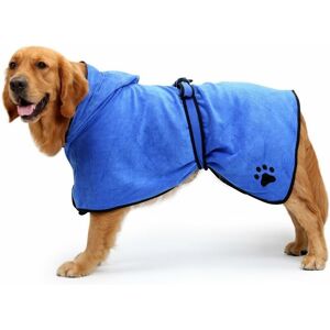 Langray - Dog Bathrobe Soft Super Absorbent Luxuriously 100% Microfiber Dog Drying Towel Robe with Hood/Belt for Large,Medium,Small Dogs blue xs