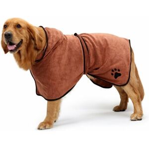 Langray - Dog Bathrobe Soft Super Absorbent Luxuriously 100% Microfiber Dog Drying Towel Robe with Hood/Belt for Large,Medium,Small Dogs brown xs