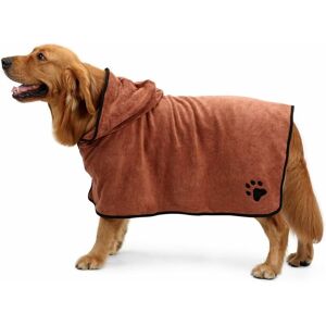 Dog Bathrobe Towel Microfiber Pet Drying Robes Moisture Absorbing Towels Coat for Dog and Cat brown xs - Langray