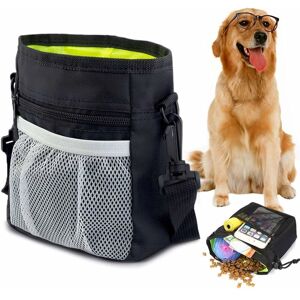 Dog Treat Bag, Dog Training Bag, Portable Adjustable Waist Bag Shoulder Strap, with Poop Bag Dispenser, for Carrying Toys and Treats (Black) - Langray