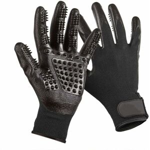 Langray - Pair of Grooming Gloves by-for Cats, Dogs and Horses with Long or Short Fur (Black-1)