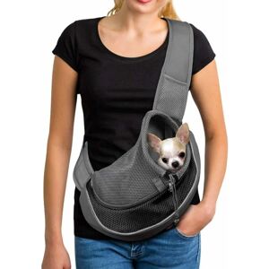 Langray - Pet Dog Sling Carrier Breathable Mesh Travel Safe Sling Bag Carrier for Dogs Cats black(black, l)