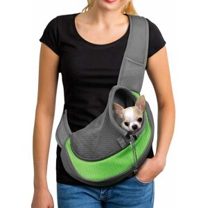 Langray - Pet Dog Sling Carrier Breathable Mesh Travel Safe Sling Bag Carrier for Dogs Cats green(green,l)