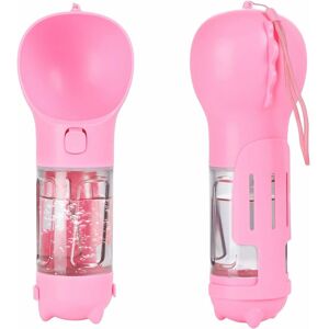 Langray - Portable Dog Water Bottle 300ml, Portable Travel Bottle Dog and Cat Pet Travel Water Drink Bottle, Convenient Collection Design, Pink