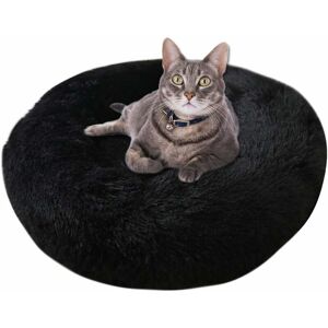 Langray - Round Plush Cat Basket for Animal Cats and Small Dogs Cat Bed Cushion Donut Dog Bed Fits Nest Sofa XH062 (Diameter: 70, Black)
