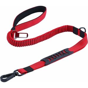 Langray - Strong Dog Leash with Padded Handle Anti-Pull Rope Elastic Training Leash for Medium and Large Dogs Strong Pull (110CM-150CM, Red)