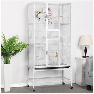 Yaheetech - 69'H Large Pet Cage Mobile Bird Cage with Detachable Stand, White