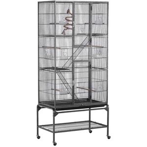 Yaheetech - 69'H Large Pet Cage Mobile Bird Cage with Detachable Stand, Black