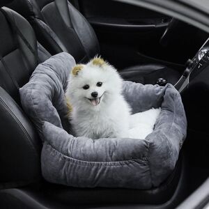 Livingandhome - Cozy Dog Car Seat Bed with Storage Pocket and Adjustable Strap Grey