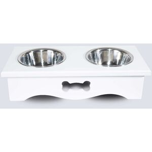 Briefness - Luxury Dog Food Feeding Stand Station Stainless Double Raised Bowls Wooden, Raised Dog Bowls for Cats and Dogs - Elevated Dog Cat Food