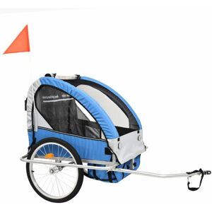 Berkfield Home - Mayfair 2-in-1 Kids' Bicycle Trailer & Stroller Dark Blue and Grey