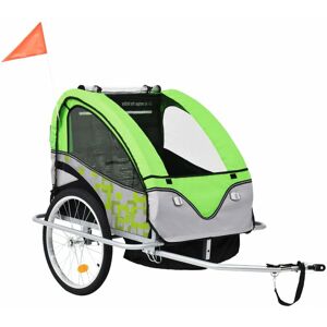 Berkfield Home - Mayfair 2-in-1 Kids' Bicycle Trailer & Stroller Green and Grey