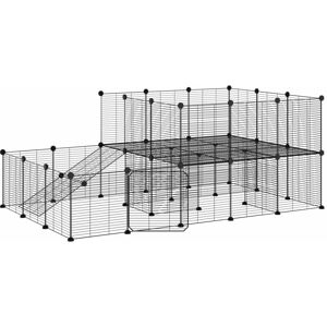 Berkfield Home - Mayfair 44-Panel Pet Cage with Door Black 35x35 cm Steel