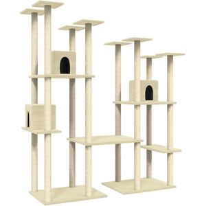 BERKFIELD HOME Mayfair Cat Tree with Sisal Scratching Posts Cream 174 cm