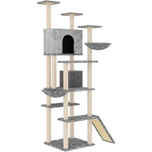 BERKFIELD HOME Mayfair Cat Tree with Sisal Scratching Posts Light Grey 191 cm