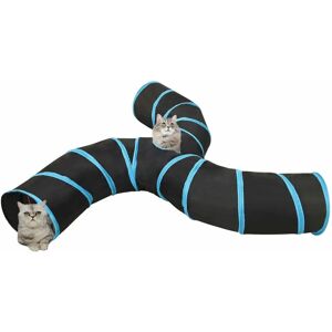 Berkfield Home - Mayfair Cat Tunnel 3-way Black and Blue 25 cm Polyester