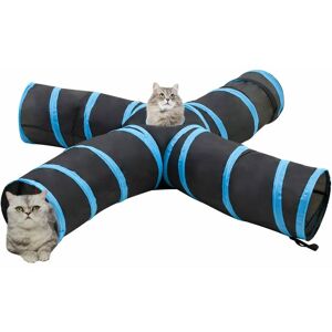 BERKFIELD HOME Mayfair Cat Tunnel 4-way Black and Blue 25 cm Polyester