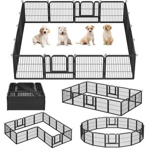 Yaheetech - Metal 16 Panels Pet Playpen Dog Exercise Barrier, 63cm w x 63cm h, Black