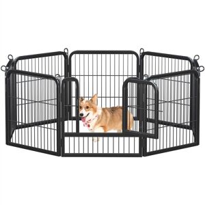 Yaheetech - Metal 8 Panels Pet Playpen Dog Exercise Barrier, 63cm w x 63cm h, Black