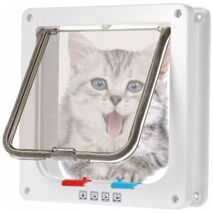 NEIGE Microchip Cat Door Cat Door Microchip Cat Door Brown Pet Door with Screws Kits for Cat and Small Dog White,Medium