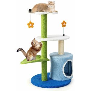 Costway - Multi-level Cat Tree Climbing Tower Sisal Covered Scratch Post Cute Flower Shape