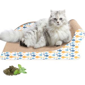 NOBLEZA Cat Scratcher, Reversible Use Cat Scratching Board, Curved Cat Scratch Lounge Bed Sofa with Catnip, High Density Corrugated Scratcher Cardboard