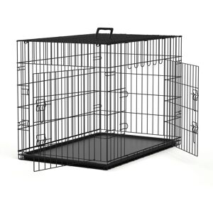 Nobleza - Large Dog Crate Cage, 36in Folding Metal Dog Cage Crate with 2 Doors, Durable Pet Dog Car Crate with Carrier Handle & Chew Resistant