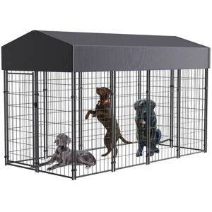 Bingo Paw - Outdoor Dog Kennel with Roof Heavy Duty Play Pen Metal Dog Cage Chicken Rabbits Crate, Lage 120 x 249 x 165cm