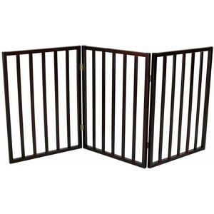 Oypla Dark Brown Dog Safety Folding Wooden Pet Gate Portable Indoor Barrier