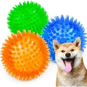 AOUGO Pack Dog Squeaker Balls, Dog Chew Ball, Pool Float Toy, Puppy Throwing Toy, Boredom Chew Toy