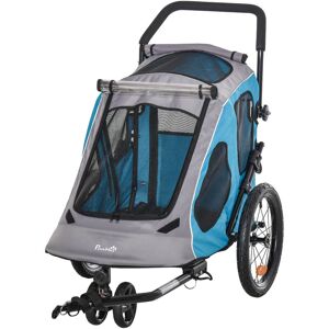 Pawhut - 2 in 1 Dog Bike Trailer Pet Carrier Stroller 360° Rotatable Front Wheel Blue - Blue