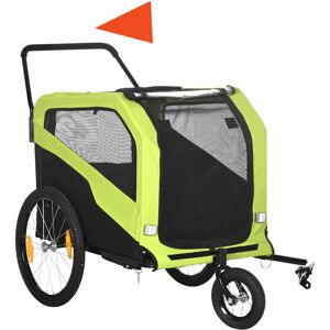 2 in 1 Dog Bike Trailer Pet Stroller for Large Dogs Pet Bicycle Trolley Green - Green - Pawhut