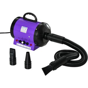 Pawhut - 2800W Dog Hair Dryer Pet Grooming Blaster Water Blower Dryer w/ 3 Nozzles Purple - Purple