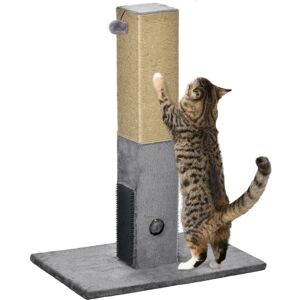 Pawhut - Cat Scratching Post Scratcher Climber w/ Carpet Base Hanging Toy Grey - Grey