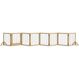 Pawhut - Freestanding Dog Playpen for s and m Dogs Natural - Natural wood finish