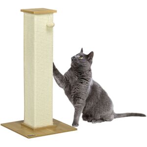 Pawhut - 80cm Sisal Rope Scratching Post, Cat Scratching Post - White - Cream