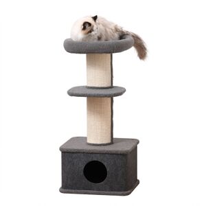 Pawhut - Cat Tree Kitten Tower Pet Furniture w/ Scratching Post Condo Perches - Grey
