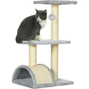 Pawhut - 72cm Cat Tree Climbing Tower with Sisal Scratching Post Grey - Light Grey