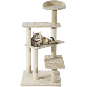 Pawhut - Cat Tree Scratcher, Climbing Post, Kitten Pets Scratching Furniture Tower Beige - Beige