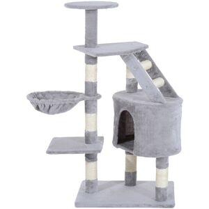 Pawhut - Deluxe Cat Tree Climb Post Kitten Scratching Condo Furniture Activity - Grey