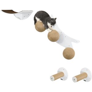 Pawhut - 4PCs Wall Mounted Cat Shelves, Cat-Shaped Platform Wall Furniture Scratch White - White