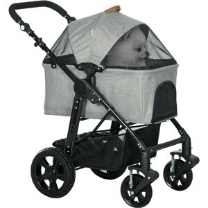 PawHut Pet Stroller Foldable Dog Cat Travel Carrying Bag for Small Dogs - Grey